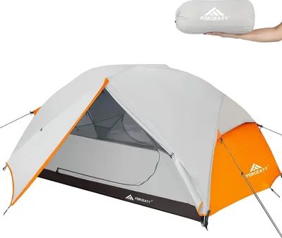 Produktbild von Zelt für 2 Personen – Trekkingzelt – Für Outdoor-Aktivitäten – Mit zwei Türen und Belüftung – 225 x 135 x 110 cm – Grau