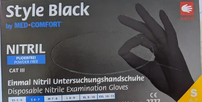 Produktbild von Nitrilhandschuhe schwarz, puderfrei, 100 Stück, Größe:S