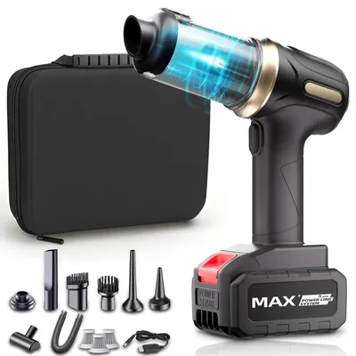 Immagine prodotto di 22000PA: Aspirapolvere potente per auto, senza fili, portatile, con 2 velocità, ideale per auto e casa.