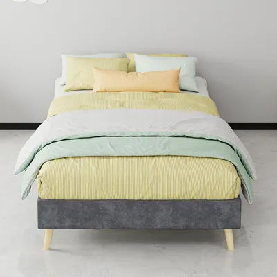 Produktbild von Zerbaco Polsterbett Doppelbett 90x200 cm Einzelbett modernes Bettgestell mit Bettkasten grau ohne Matratze