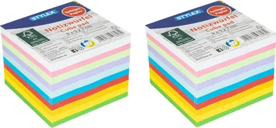 Produktbild von 2x Notizwürfel / 90 X 90 X 70 mm / mit 700 Blatt farbige Notizzettel
