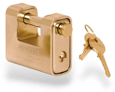 Image de Cadenas monobloc anti-effraction en laiton revêtu d'acier cémenté nickelé CISA LOCKINGLINE 21810 - 65 mm