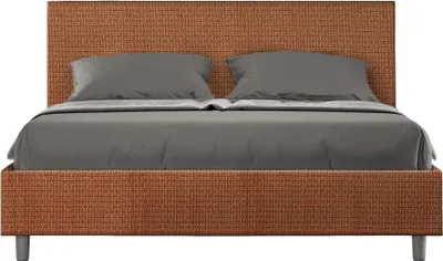 Produktbild von ITYHOME - Gepolstertes Bett mit Bettkasten 160x200 mit Stoffbezug Labirinto 04 Orange Adele