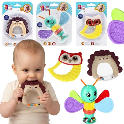 Produktbild von Bam Bam Set mit sensorischem Spielzeug, Tierfiguren und sprachfördernden Beißringen für Babys zum Zahnen mit Rassel Einheitsgröße