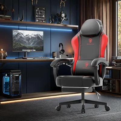 Image de Fauteuil de jeu ergonomique - Fauteuil de jeu noir - Fauteuil de bureau - Fauteuil inclinable - Fauteuil de jeu avec repose-pieds