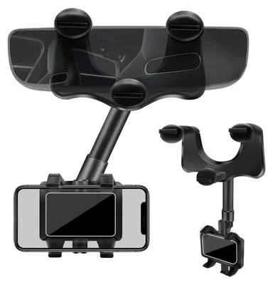 Produktbild von Handyhalterung Auto Spiegel, 360° Drehbarer und Einziehbarer Handyhalterung Auto Rückspiegel, Multifunktionaler Handyhalter, Universal KFZ Handy Halterung für Alle Handys Handy-Halterungen