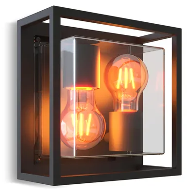 Productafbeelding van Calex Bologna wandlamp, spatwaterdicht, zonder E27 fitting, zwart