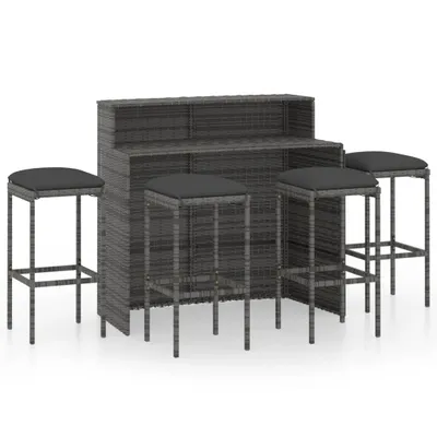 Produktbild von vidaXL 5-tlg. Gartenbar-Set mit Kissen Grau