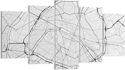 Produktbild von Bild auf Leinwand - Leinwandbild - 5 Teile - Stadt Karte Paris - 160x85cm - Wand Bild - Wanddeko - Wandbilder - Leinwanddruck - Bilder - Wanddekoration - Leinwand bilder - Wandbild - EA160x85-4868