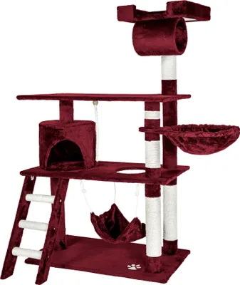 Immagine prodotto di tectake® Marcel, il tiragraffi di 141 cm, con scale, cavo di gioco e protezione antiribaltamento