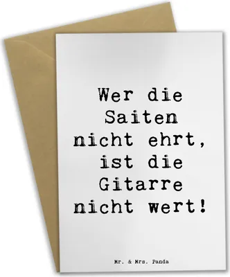 Produktbild von Mr. & Mrs. Panda Grußkarte Spruch Gitarre Wert - Weiß - Geschenk, Lernen, weihnachtskarten, hochzeitskarten, glückwunschkarten, Musiker, Musik, Elektrisch, Leidenschaft