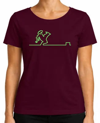Imagen del producto de Camiseta para mujer, diseño "Linea Balum Strichmännchen Osvaldo Kult Cartoon", color burdeos, talla L