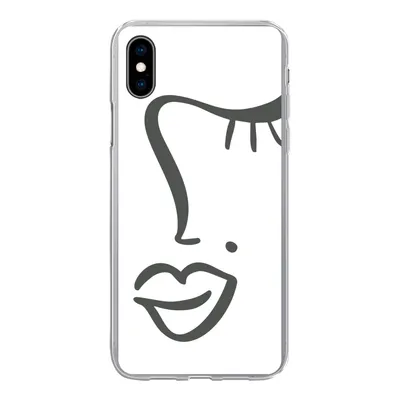 Produktbild von MuchoWow® Handyhülle Schutzhülle Hülle für iPhone Xs Frau - Schwarz - Weiß - Abstrakt Silikon Softcase Handy Hülle - Handytasche