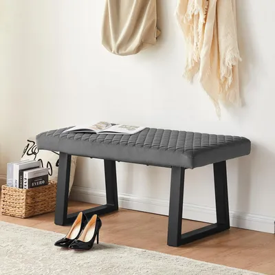 Produktbild von Sitzbank Flur 100cm Samt Metallbeine Grau