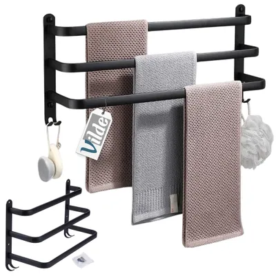 Produktbild von Vilde Handtuchhalter Handtuchstange Badetuchhalter aus Aluminium schwarz 40 cm