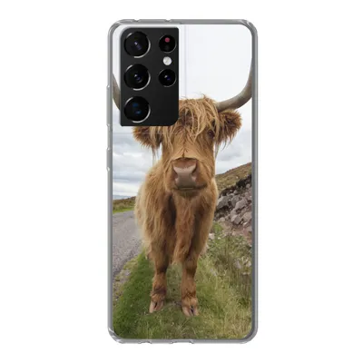 Produktbild von MuchoWow® Handyhülle Schutzhülle Hülle für Samsung Galaxy S21 Ultra Schottischer Highlander - Hörner - Berg Silikon Softcase Handy Hülle - Mobiltelefon