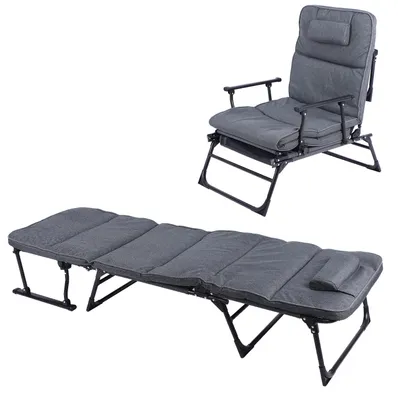 2 in 1 Gartenliege Sanitätsliege Gästebett und Relaxsessel mit Polster