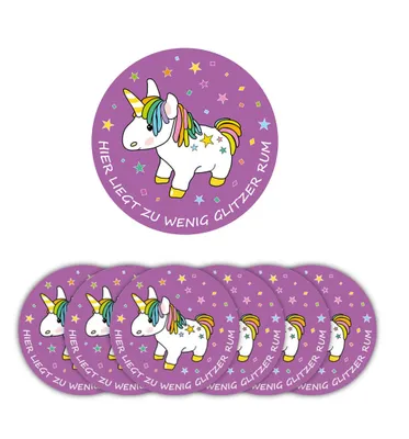 Produktbild von Rockbites - 6er Set Untersetzer Einhorn Glitzer (101194) für Gläser Bierdeckel