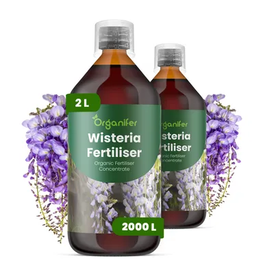 Obrázok produktu pre Tekuté hnojivo pre glicínie, 2x1 liter – vzorec NPK 2-1-8 – Vhodné pre glicínie – Podporuje silný rast, tvorbu kvetov a celkovú vitalitu rastlín – Organický produkt