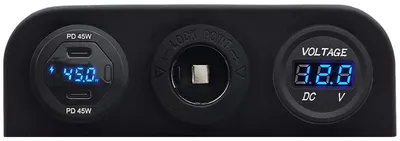 Produktbild von ProRide USB/USB-C-Schnelllader 2 Ports QC3.0 45W Voltmeter 12-24V-Stecker