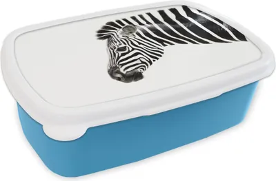 Produktbild von KitchenYeah® Lunchbox Brotzeit Brotdose 17x11 cm Zebra - Tiere - Weiß Kinder Brotzeitdose - Lunch - Kunststoff  - Brotbüchse - Sandwichbox - Lunchbox für Kinder
