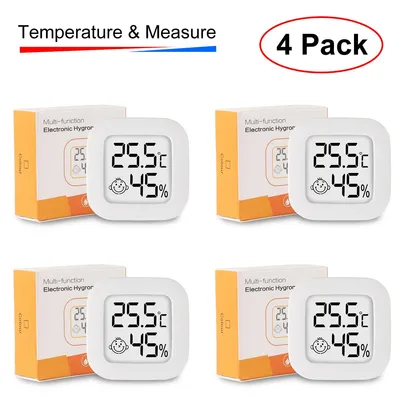 Produktbild von 4pcs Digitales Mini-Thermometer Hygrometer Innen, luftfeuchtigkeitsmesser, Raumtemperatur-Monitor und Feuchtigkeitsmesser,