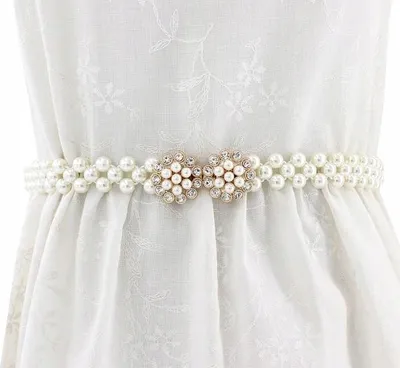 Immagine prodotto di Cintura da donna con perline - L'eleganza incontra la flessibilità - Accessorio versatile per ogni look - Stile intrecciato - Materiale sintetico flessibile
