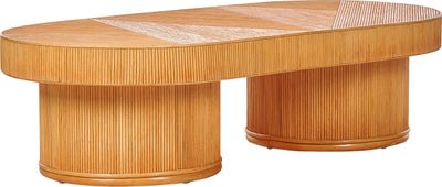 BELIANI Stolik ogrodowy jasne drewno rattanowy 150 x 70 cm na taras balkon styl nowoczesny