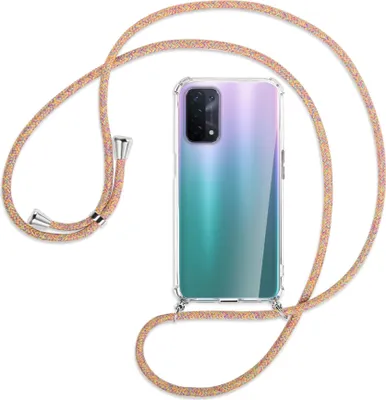 Produktbild von Handykette Backcover-Schutzhülle mit Band (Metall silberfarben) für Oppo A54 5G / A74 5G (CPH2197) - Rainbow