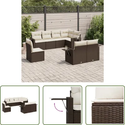 Produktbild von The Living Store 8-tlg. Garten-Sofagarnitur mit Kissen Braun Poly Rattan