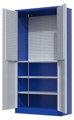 Productafbeelding van Povag Gereedschapskast - Werkplaatskast met slot - 200x100x45 cm - Blauw/grijs