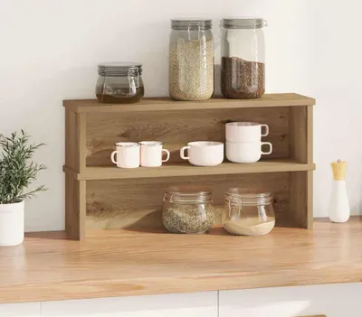 Immagine prodotto di Scaffali da Cucina Impilabili 2pz Rovere Artigianale 60x15x16cm
