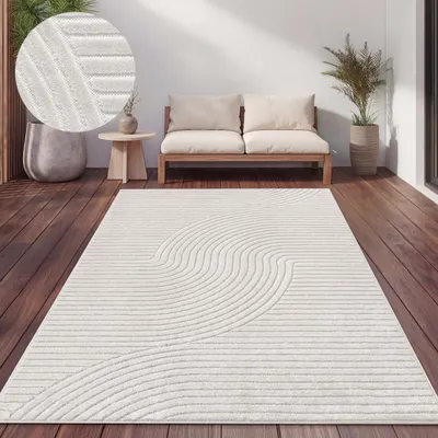 Produktbild von Outdoor Teppich Wetterfest Balkon Wohnzimmer Skandinavisches Boho Einfarbig Grösse 160x230 cm