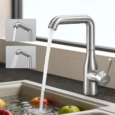 Produktbild von doporro Wasserhahn Küche Hochdruck, Einhebel-Mischbatterie, Spültischarmatur 360°Schwenkbar Küchenarmatur aus Edelstahl Gebürstet silber Turnix-04