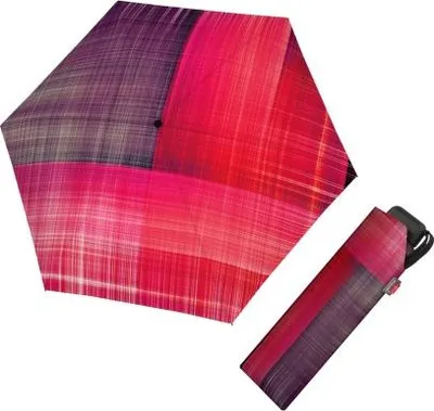 Obrázek produktu pro Doppler Carbonsteel Mini Slim Noble Check Pink - dámský skládací deštník