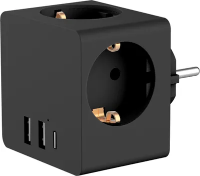 Immagine prodotto di Accezz PowerCube | 6-in-1 - 1x USB-C + 2x USB-A + 3x Steckdose - 4000 Watt - Schwarz