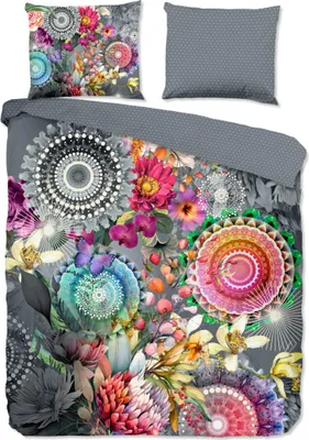 Produktbild von HIP Bettwäsche "mandalas und Blumen" - Grau - (240x200/220 cm) - Baumwolle Satin