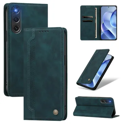 Image de Étui en cuirPolyuréthanepour téléphone ZTE nubia RedMagic 10 Air, type portefeuille rabattable avec compartiments pour cartes et support intégré, couleur verte