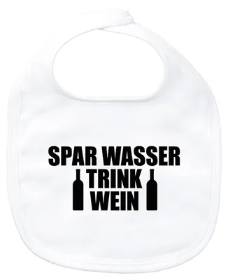 Produktbild von Huuraa Baby Lätzchen Spar Wasser Trink Wein Weinflasche White Klettverschluss  Baumwolle Latz Geschenkidee