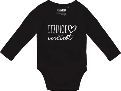 Produktbild von Huuraa Baby Body Itzehoe verliebt 74 Black  Baumwolle Fairtrade Langarmbody Geschenkidee