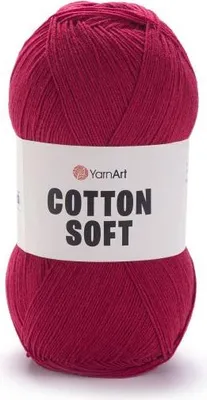 Produktbild von YarnArt Baumwolle Soft 51 – Weiches Baumwollgarn in Himbeerrot, perfekt für Sommerprojekte, Babyartikel und Häkelideen, 100g