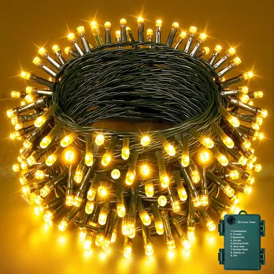Lichtsnoer batterij 10 m, warmweiß, 100 LED