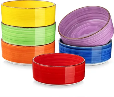 Produktbild von 6-tlg Schüssel-Set aus Steingut, Salatschüssel, Serverschüssel, Müslischüsseln, Suppenschüssel, 750ml