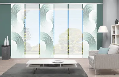 Produktbild von BEXON Schiebegardine, Halbkreismotiv, halbtransparent, 260x60 cm