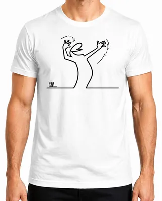 Imagen del producto de Camiseta para hombre, diseño "Linea Strichmännchen Balum Osvaldo Cavandoli Kult Cartoon", color blanco, talla XXL