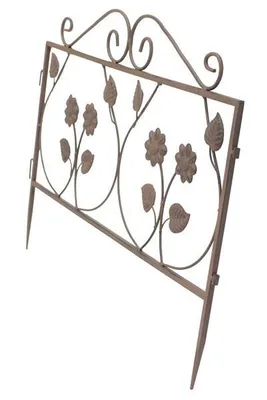 Produktbild von Steckzaun "Blume" aus Metall, braun, 57x45 cm, Dekozaun, Gartenzaun, Beetzaun, Beeteinfassung, Zierzaun