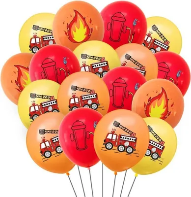 Productafbeelding van Ballonnen voor de brandweer, 40 stuks, 12 inch latexballonnen in de kleuren rood, geel en oranje, geschikt voor feestdecoratie, verjaardagen en themafeesten