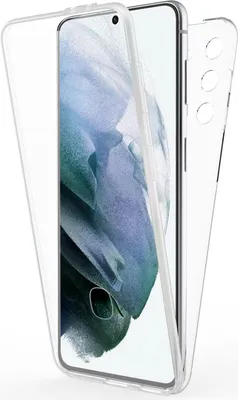 A transparent phone case is shown on a white background, with a phone inside.