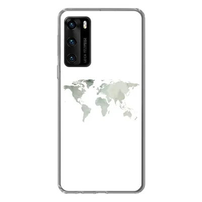 Produktbild von MuchoWow® Handyhülle Schutzhülle Hülle für Huawei P40 Weltkarte - Grün - Grau Silikon Softcase Handy Hülle - Handytasche