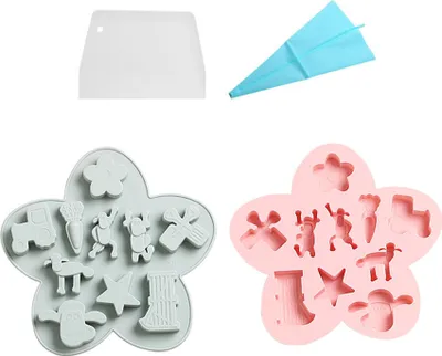 Image de Thème de la ferme moule en silicone, deux pièces, fleur, moutons, camion, outils agricoles et d'autres formes de moule en silicone résistant à haute température,  pour la ferme thème dim sum, pudding, bonbons, décoration de gâteaux